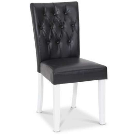 2 st Crocket matstol i svart PU med vita ben + Fläckborttagare för möbler