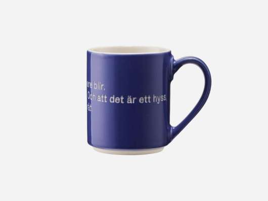Designhouse Stockholm - Astrid Lindgren mugg blå - hyss hittar man inte på